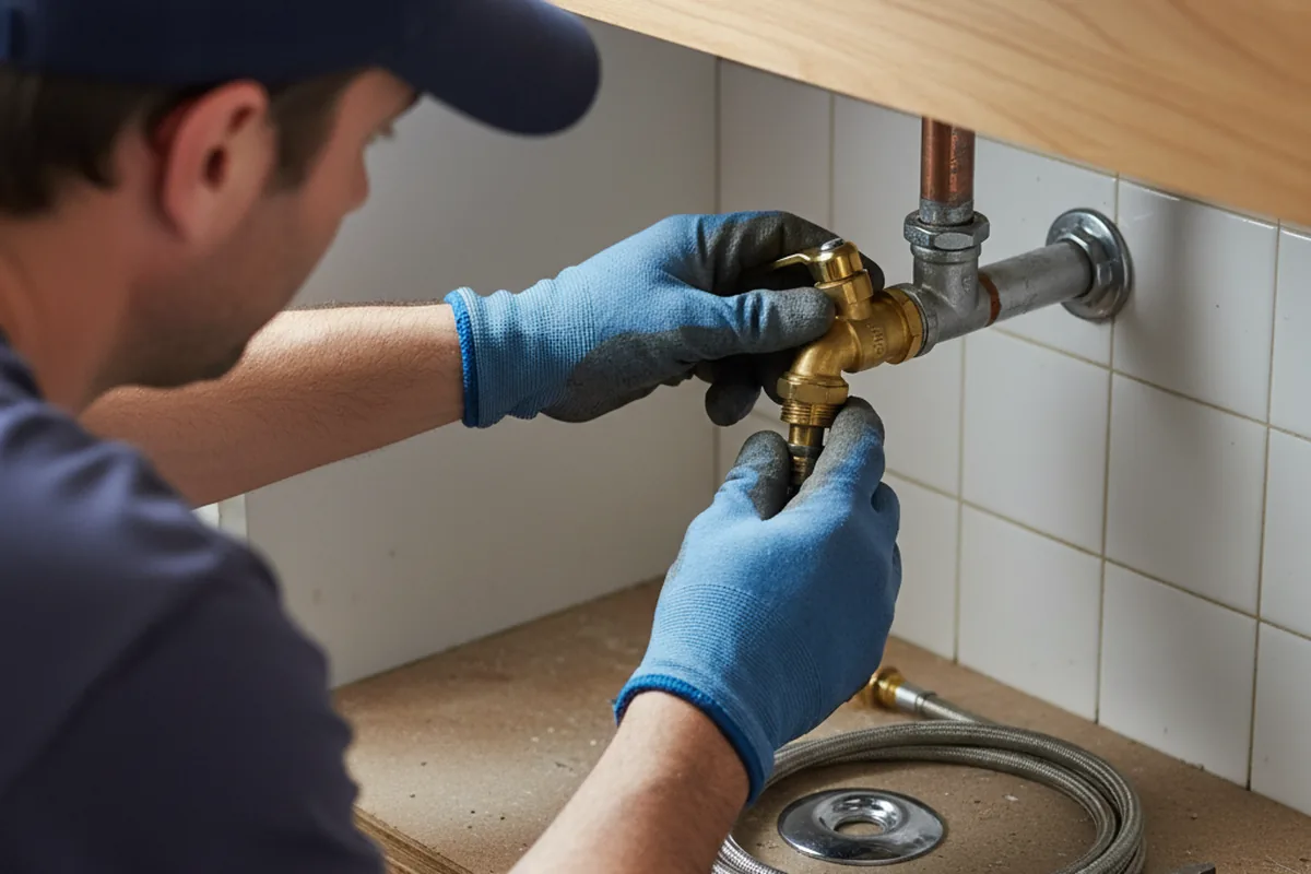 Shutoff valve and fitting work during Emergency Plumbing in Tiger